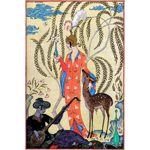 Persia Black Modern Wood Framed Art Print with Double Matting by Barbier, Georges