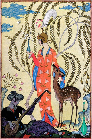 Persia White Modern Wood Framed Art Print with Double Matting by Barbier, Georges
