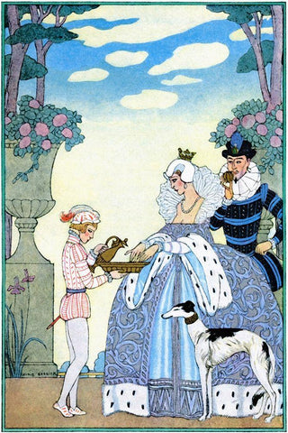 Elizabethan England White Modern Wood Framed Art Print with Double Matting by Barbier, Georges
