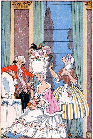 France in the 18th Century Black Ornate Wood Framed Art Print with Double Matting by Barbier, Georges