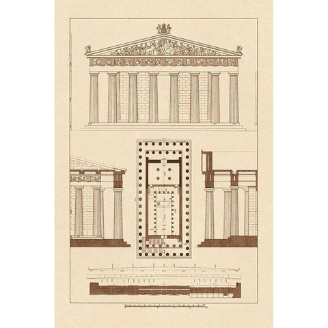 The Parthenon at Athens Gold Ornate Wood Framed Art Print with Double Matting by Buhlmann, J.