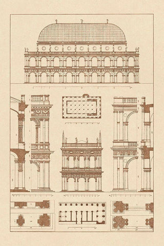 Basilica at Vicenza and Library of St. Marks at Venice White Modern Wood Framed Art Print with Double Matting by Buhlmann, J.