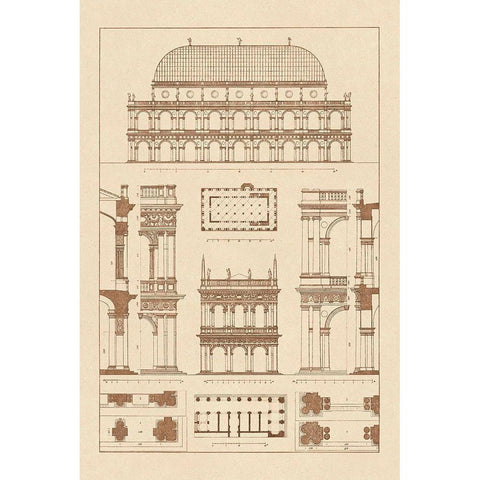 Basilica at Vicenza and Library of St. Marks at Venice White Modern Wood Framed Art Print by Buhlmann, J.
