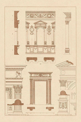 Window in the Cortile of Dodges Palace, Palazzo Vecchio, and Santa Croce White Modern Wood Framed Art Print with Double Matting by Buhlmann, J.