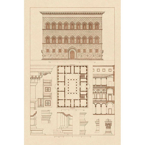 Palazzo Strozzi at Florence Gold Ornate Wood Framed Art Print with Double Matting by Buhlmann, J.