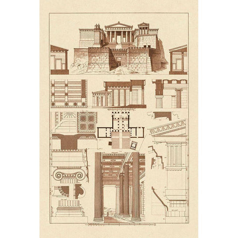 The Propylaea of the Acropolis at Athens Black Modern Wood Framed Art Print with Double Matting by Buhlmann, J.
