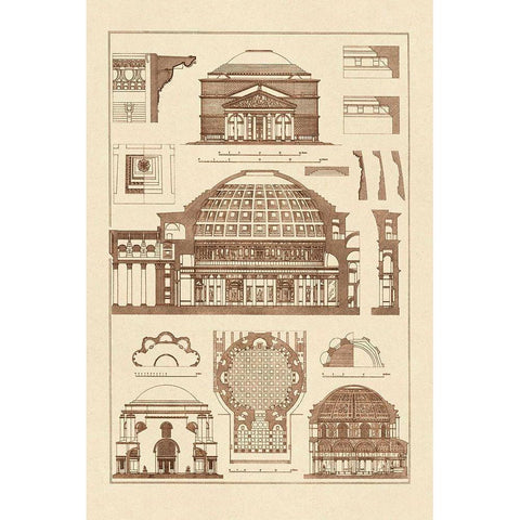 Roman Domical Vaulting Black Modern Wood Framed Art Print with Double Matting by Buhlmann, J.