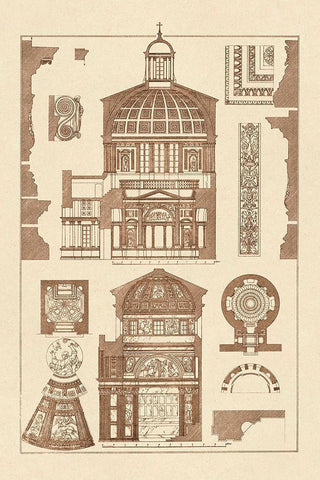 Domical Vaulting of the Renaissance White Modern Wood Framed Art Print with Double Matting by Buhlmann, J.
