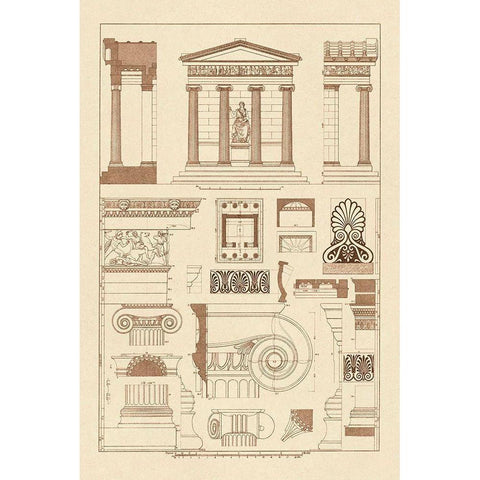 Temple of Nike Apteros at Athens Black Modern Wood Framed Art Print by Buhlmann, J.