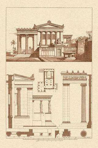 The Erechtheum at Athens Black Ornate Wood Framed Art Print with Double Matting by Buhlmann, J.
