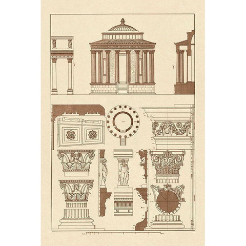 Temple of Vesta at Tivoli, Incantana at Salonichi Gold Ornate Wood Framed Art Print with Double Matting by Buhlmann, J.