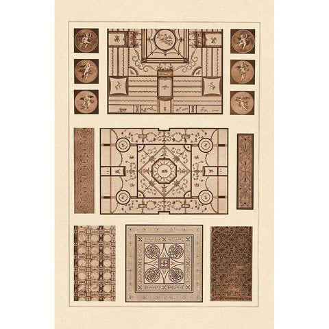 Painted Ceilings and Pavements from Pompeii Black Modern Wood Framed Art Print by Buhlmann, J.