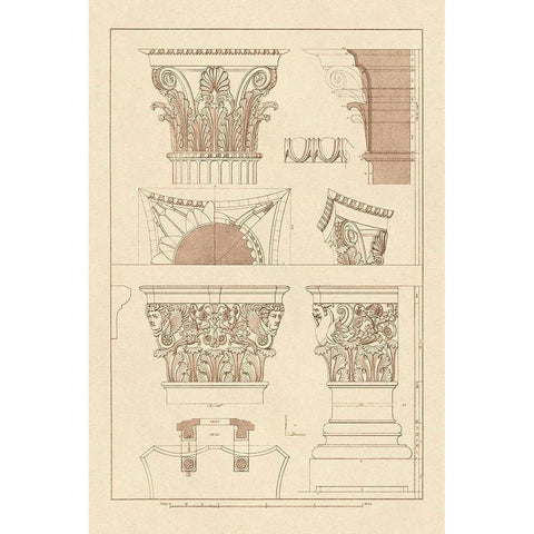 Ancient Capitals Gold Ornate Wood Framed Art Print with Double Matting by Buhlmann, J.