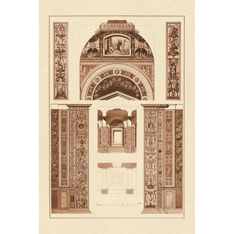 Decoration of the Second Corridor of the Loggie in the Vatican Black Modern Wood Framed Art Print by Buhlmann, J.