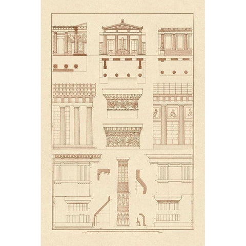 Doric Order, Temple of Zeus and Cased Column Black Modern Wood Framed Art Print by Buhlmann, J.