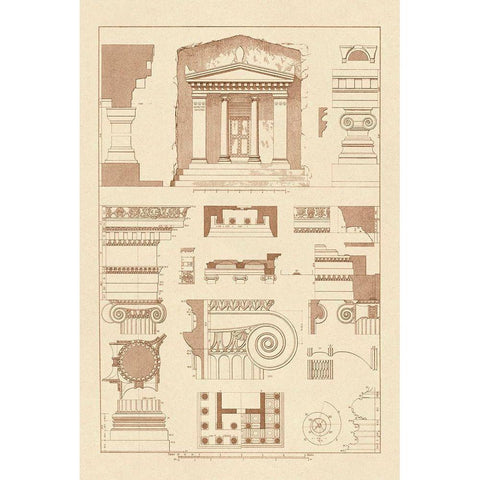 Tomb of Amyntas and Temple of Athena Polias Black Modern Wood Framed Art Print by Buhlmann, J.