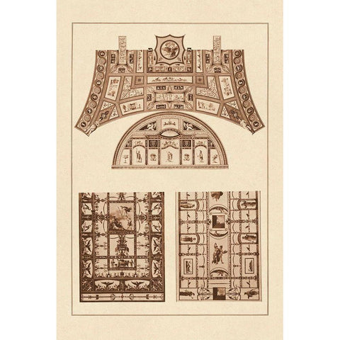 Decorative Painting in the Roman Vaults White Modern Wood Framed Art Print by Buhlmann, J.