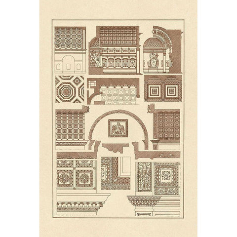 Roman Barrel Vaults Black Modern Wood Framed Art Print by Buhlmann, J.