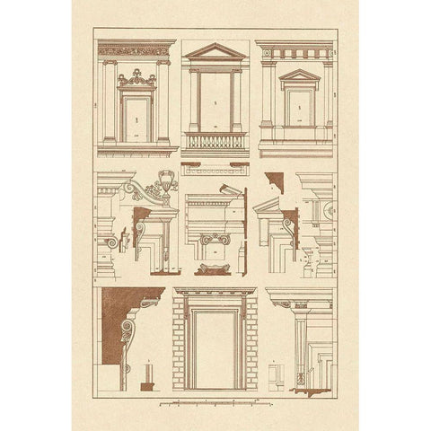 Windows of Palazzo Non Finito, Palace and House at Rome Gold Ornate Wood Framed Art Print with Double Matting by Buhlmann, J.