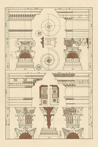 Pediments of the Renaissance White Modern Wood Framed Art Print with Double Matting by Buhlmann, J.