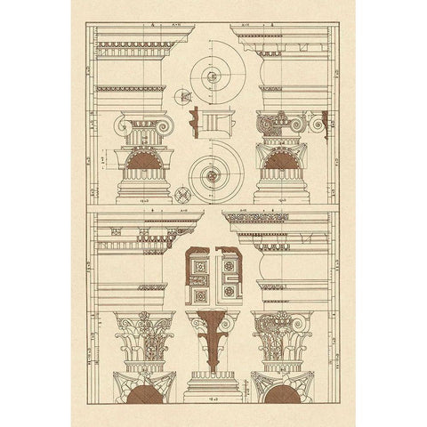 Pediments of the Renaissance White Modern Wood Framed Art Print by Buhlmann, J.