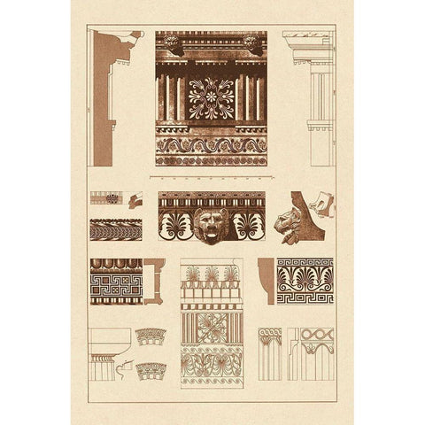 Entablatures, Terracottas and Cymas Black Modern Wood Framed Art Print with Double Matting by Buhlmann, J.