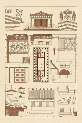 Temples and Roofings White Modern Wood Framed Art Print with Double Matting by Buhlmann, J.