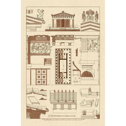 Temples and Roofings White Modern Wood Framed Art Print by Buhlmann, J.