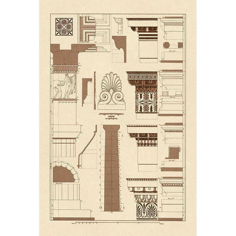 Details of the Parthenon at Athens Black Modern Wood Framed Art Print by Buhlmann, J.