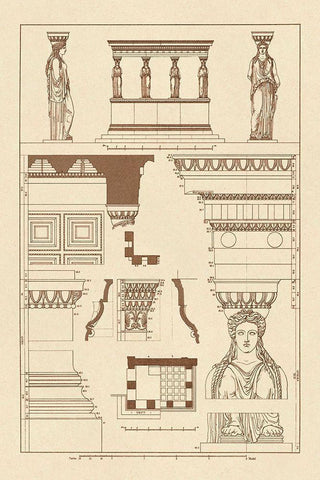 Porch of the Caryatids White Modern Wood Framed Art Print with Double Matting by Buhlmann, J.