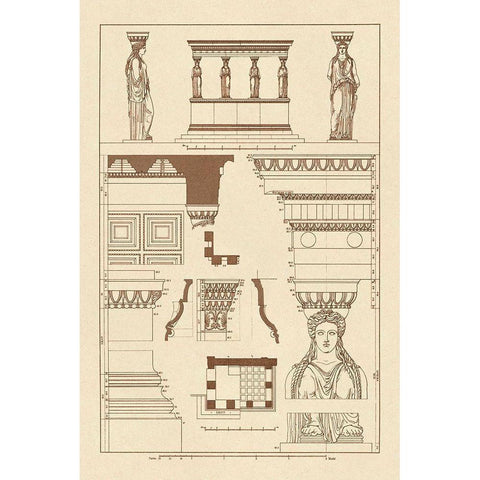 Porch of the Caryatids Black Modern Wood Framed Art Print by Buhlmann, J.