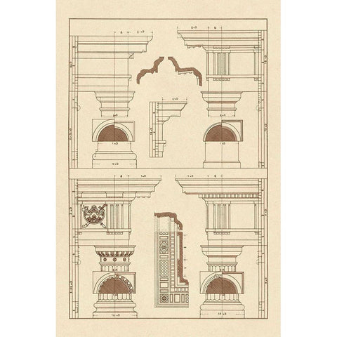 Doric and Tuscan Orders Black Modern Wood Framed Art Print with Double Matting by Buhlmann, J.