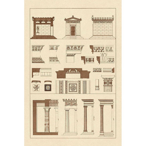 Hellenic Chapel and Decorative Forms White Modern Wood Framed Art Print by Buhlmann, J.