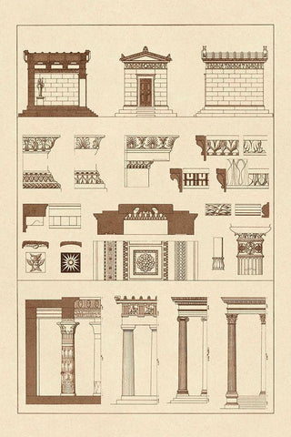 Hellenic Chapel and Decorative Forms White Modern Wood Framed Art Print with Double Matting by Buhlmann, J.