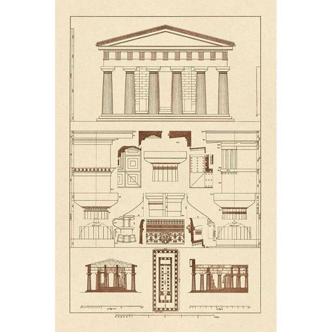 Temple of Poseidon at Paestum Gold Ornate Wood Framed Art Print with Double Matting by Buhlmann, J.