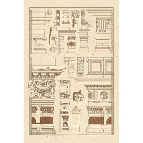 Details of Basilica at Vicenza and Library at Venice Gold Ornate Wood Framed Art Print with Double Matting by Buhlmann, J.