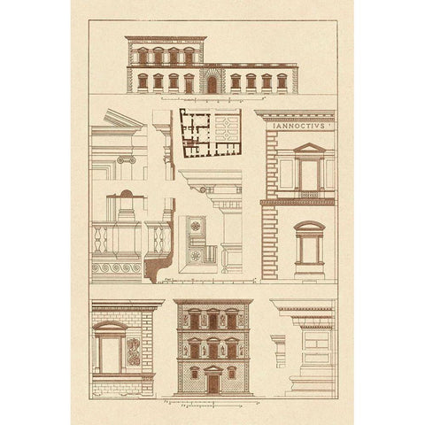 Palazzos Pandolfini and Bartolini at Florence Black Modern Wood Framed Art Print by Buhlmann, J.