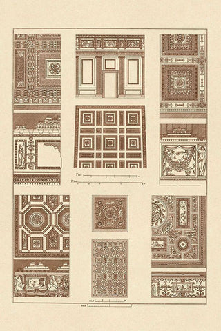 Ceilings with Bays Black Ornate Wood Framed Art Print with Double Matting by Buhlmann, J.