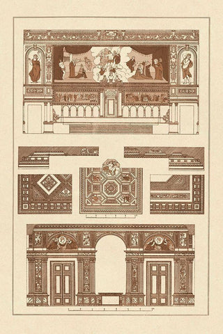 Decoration of Large Halls, Polychrome Black Ornate Wood Framed Art Print with Double Matting by Buhlmann, J.