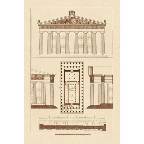 The Parthenon at Athens, Polychrome Gold Ornate Wood Framed Art Print with Double Matting by Buhlmann, J.