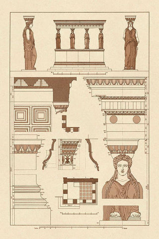 Porch of Caryatids, Polychrome Black Ornate Wood Framed Art Print with Double Matting by Buhlmann, J.