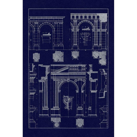 Arcades (Blueprint) Black Modern Wood Framed Art Print by Buhlmann, J.