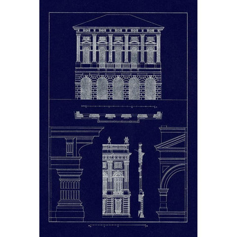Palazzo Verzi at Verona, Palazzo Madama (Blueprint) White Modern Wood Framed Art Print by Buhlmann, J.