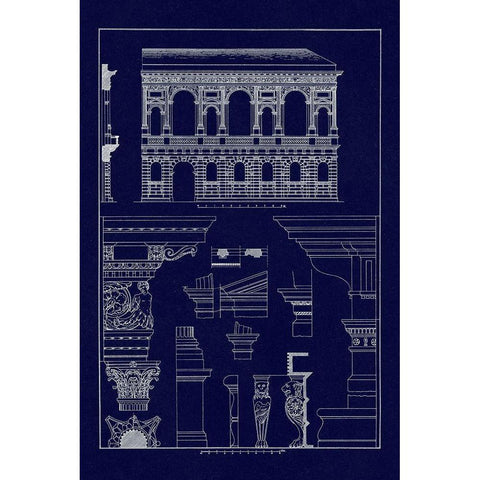 Palazzo Bevilacqua at Verona (Blueprint) Gold Ornate Wood Framed Art Print with Double Matting by Buhlmann, J.