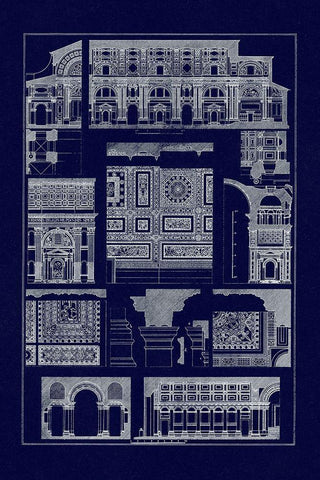 Barrel Vaults of the Renaissance (Blueprint) Black Ornate Wood Framed Art Print with Double Matting by Buhlmann, J.