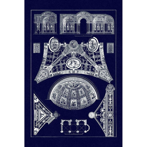 Cross Vaults of the Renaissance (Blueprint) Black Modern Wood Framed Art Print by Buhlmann, J.