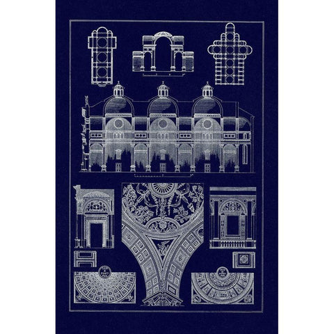 Cupola Vaulting of the Renaissance (Blueprint) Black Modern Wood Framed Art Print by Buhlmann, J.