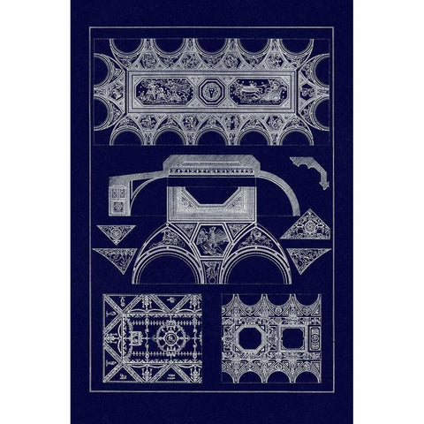 Coved Ceiling (Blueprint) Black Modern Wood Framed Art Print with Double Matting by Buhlmann, J.