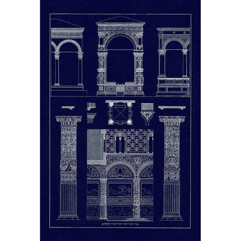 Arcades (Blueprint) Gold Ornate Wood Framed Art Print with Double Matting by Buhlmann, J.