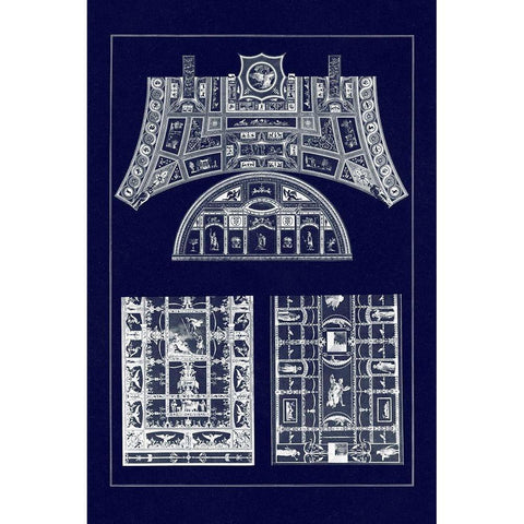 Decorative Painting in the Roman Vaults (Blueprint) White Modern Wood Framed Art Print by Buhlmann, J.